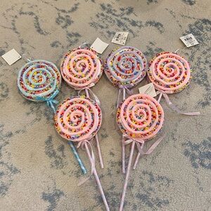 Christmas pink purple lollipops lot of 6